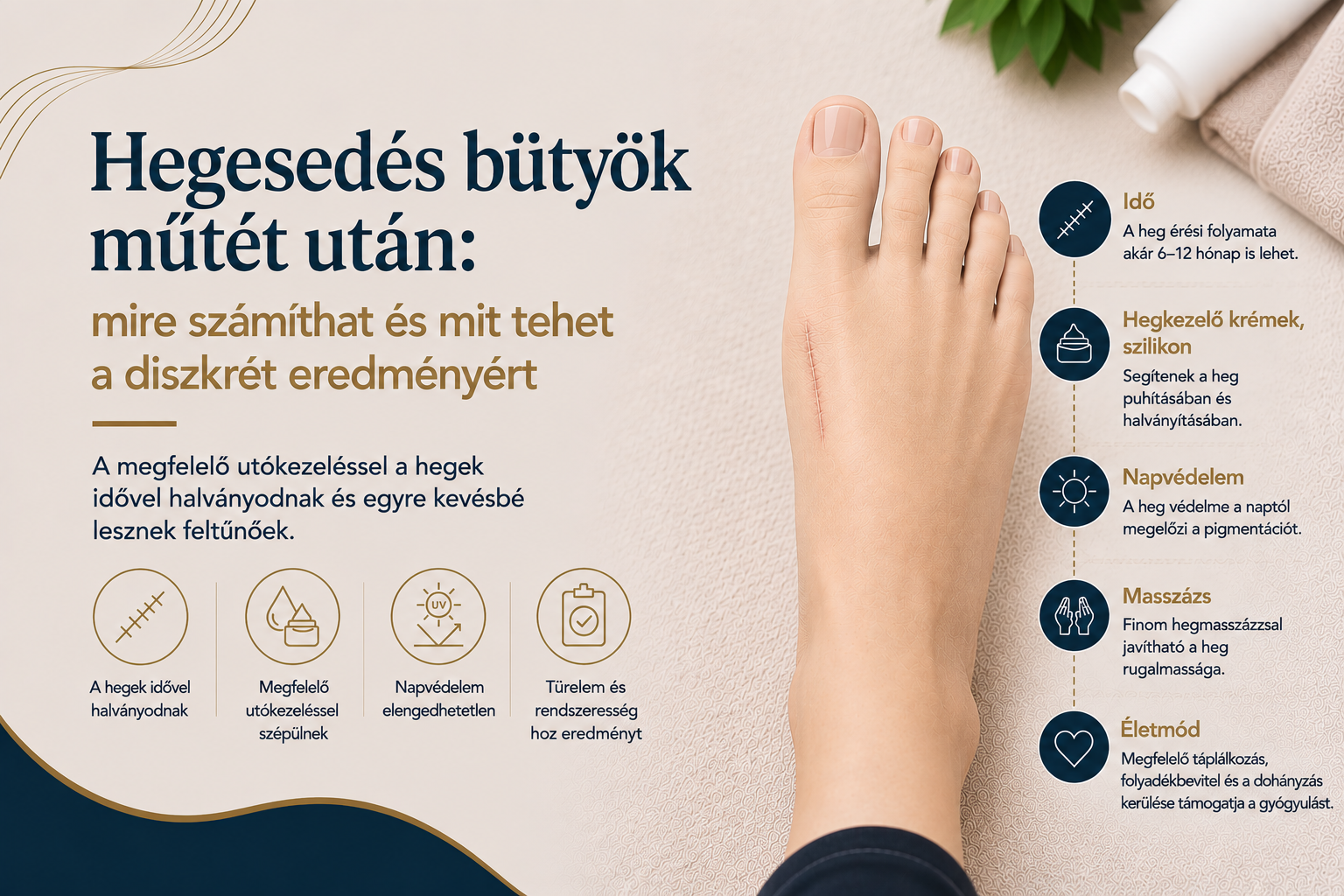 Hegesedés bütyök műtét után: mire számíthat és mit tehet a diszkrét eredményért